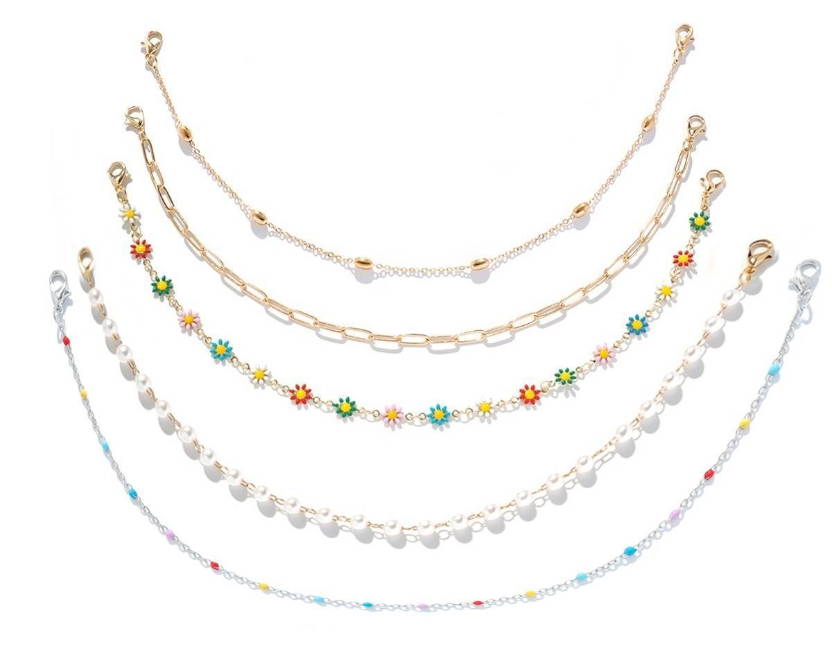 Turquoise Pearl Cuban Fishbone Chain Cap Chain