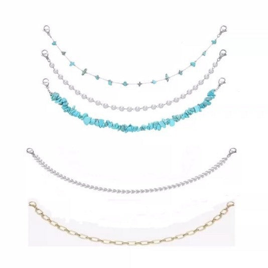 Turquoise Pearl Cuban Fishbone Chain Cap Chain