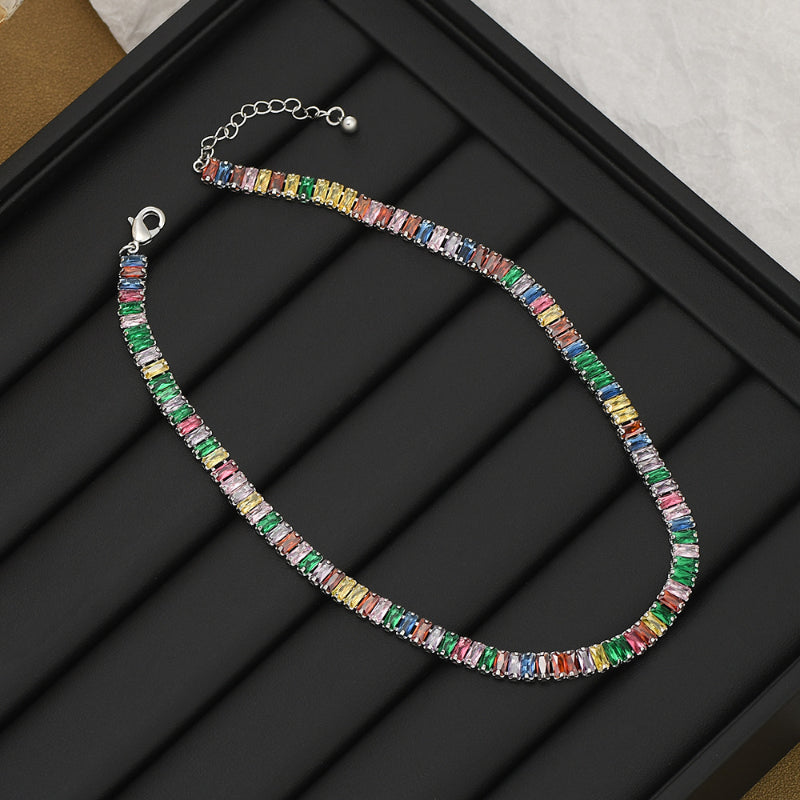 Micro-inlaid Colorful Zircon All-match Clavicle Necklace Elegant Jewelry