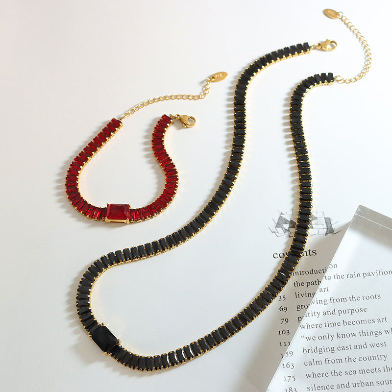 Full-diamond-inlaid Zircon Personalized And Elegant Necklace And Bracelet