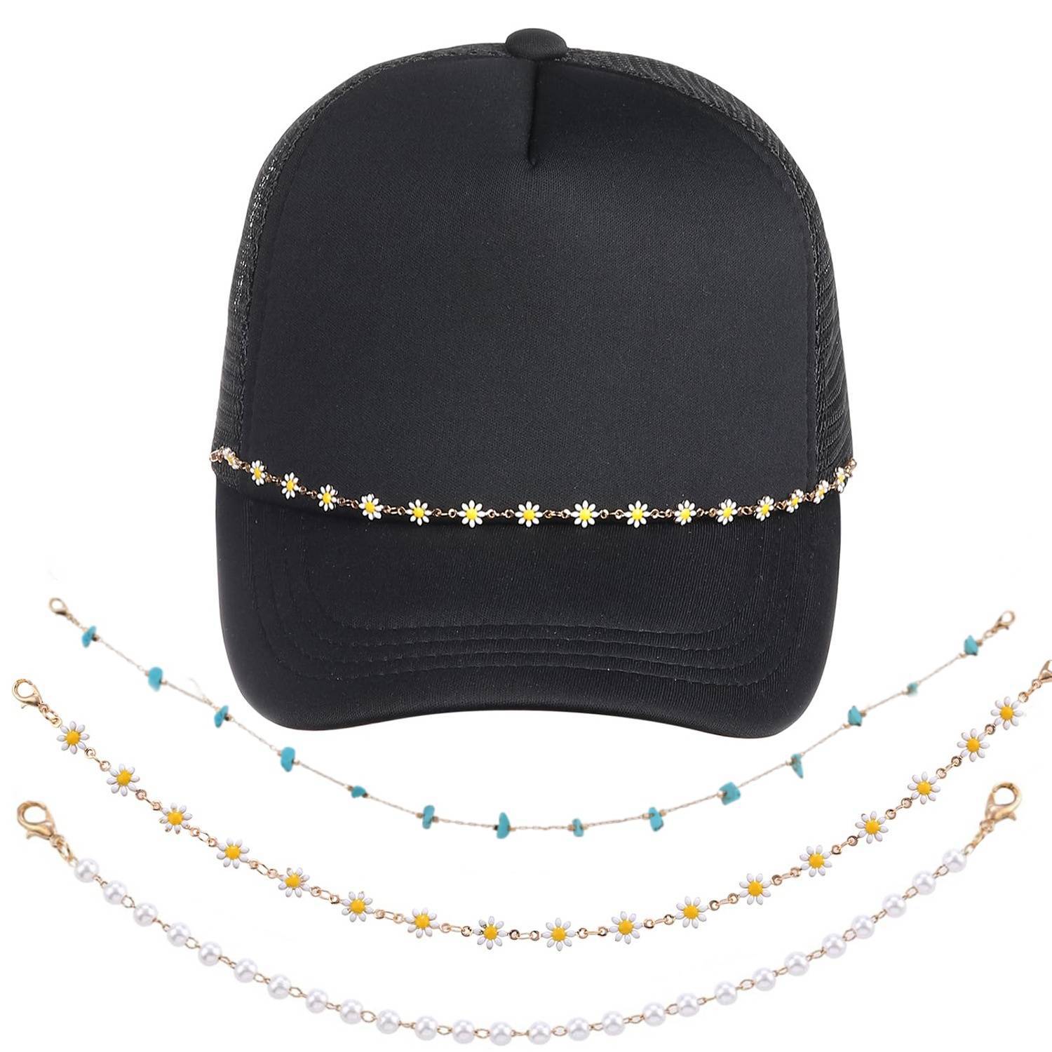 Turquoise Pearl Cuban Fishbone Chain Cap Chain