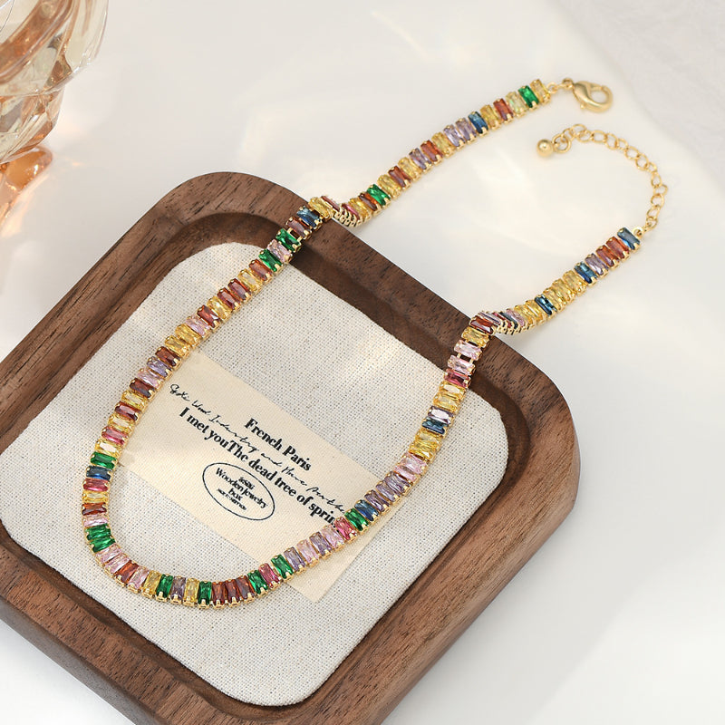 Micro-inlaid Colorful Zircon All-match Clavicle Necklace Elegant Jewelry