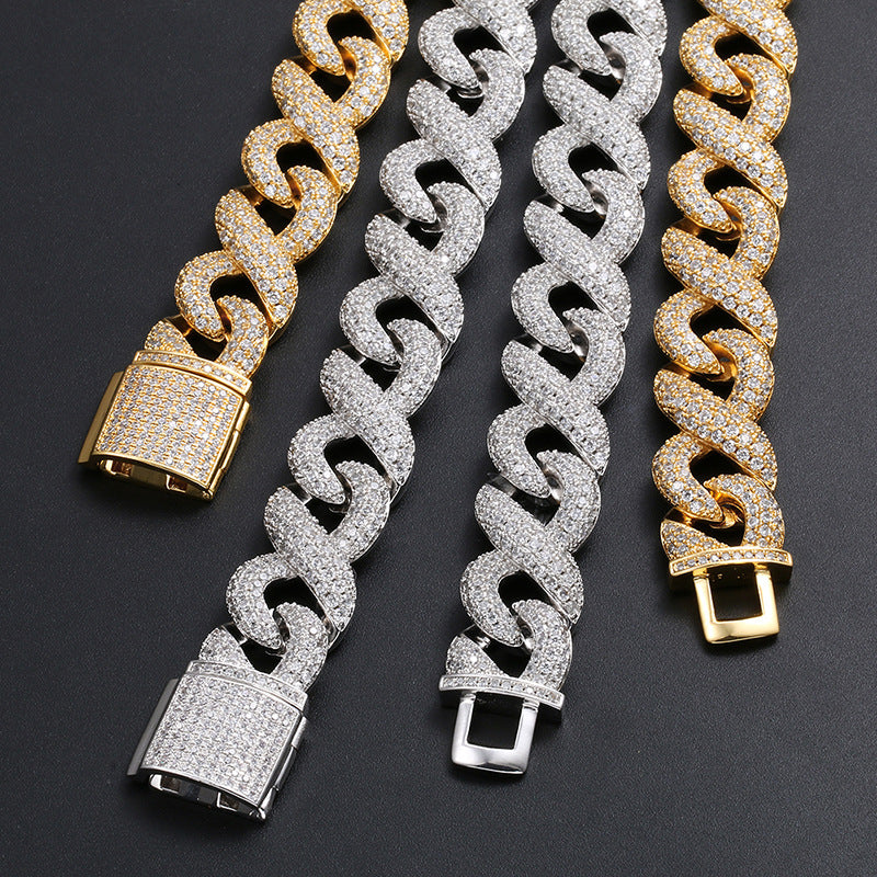 N's Hip-Hop Fashion Full-Covered Cubic Zirconia Cuban Chain