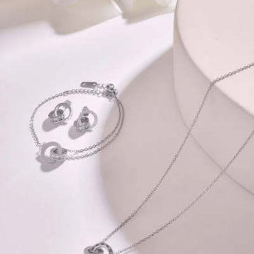 Rome Double Ring Necklace Women Titanium Steel High-end Sense Does Not Fade