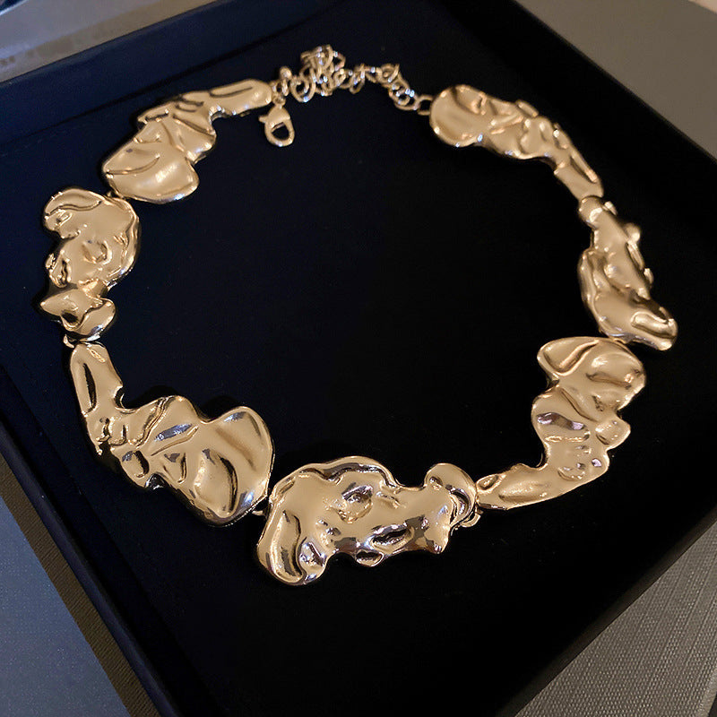 Women's Irregular Metal-Style Pleated Necklace