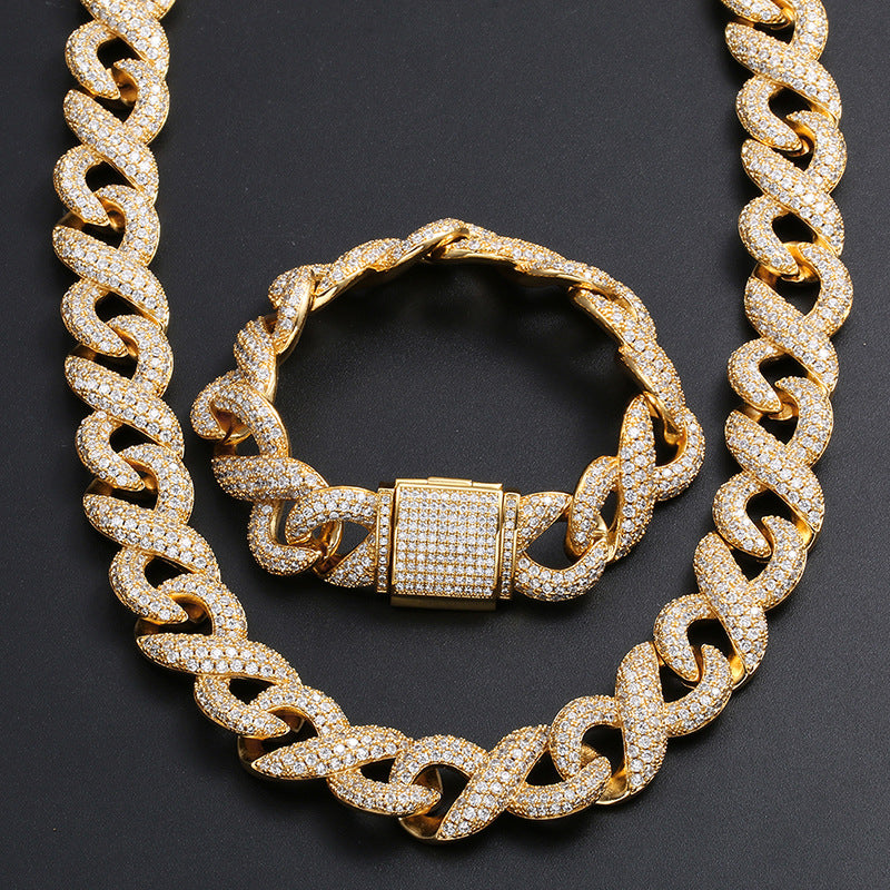 N's Hip-Hop Fashion Full-Covered Cubic Zirconia Cuban Chain