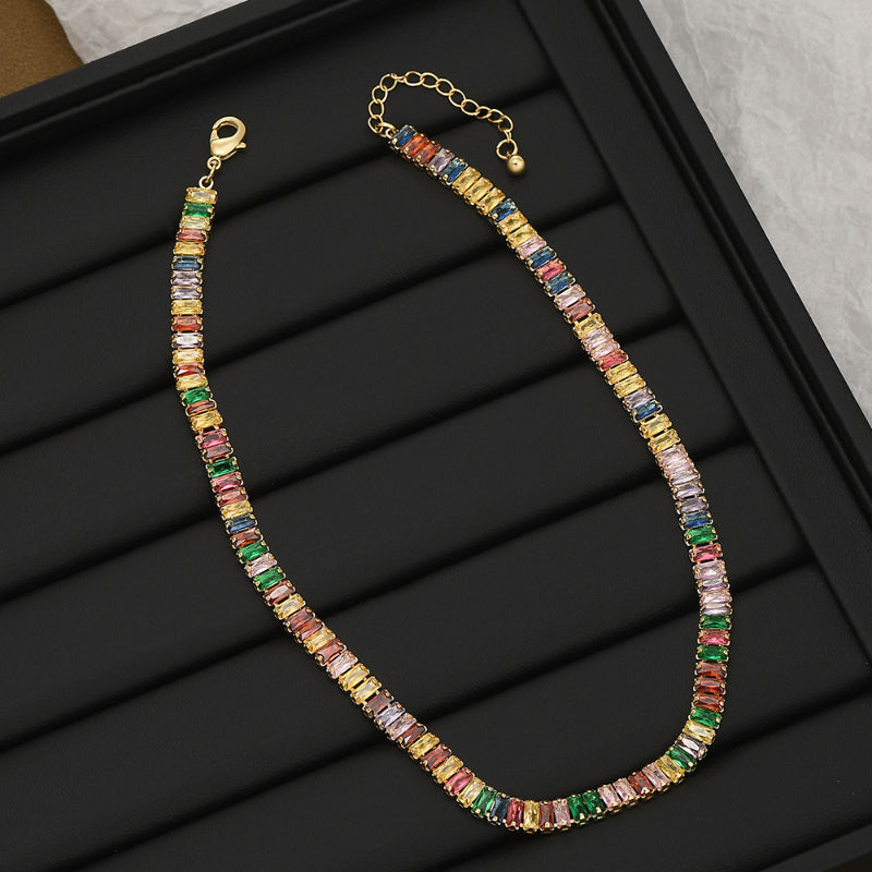 Micro-inlaid Colorful Zircon All-match Clavicle Necklace Elegant Jewelry