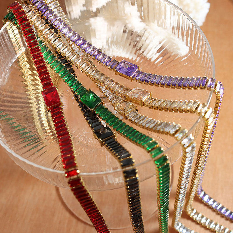 Full-diamond-inlaid Zircon Personalized And Elegant Necklace And Bracelet