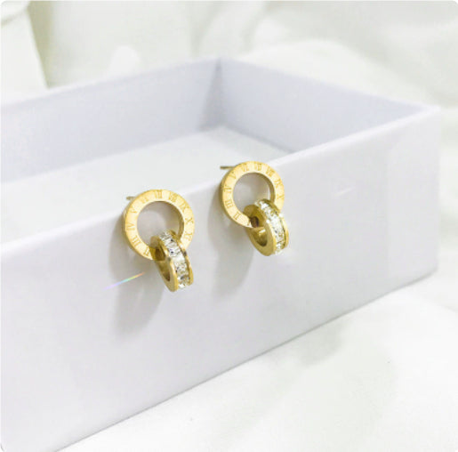 Rome Double Ring Necklace Women Titanium Steel High-end Sense Does Not Fade