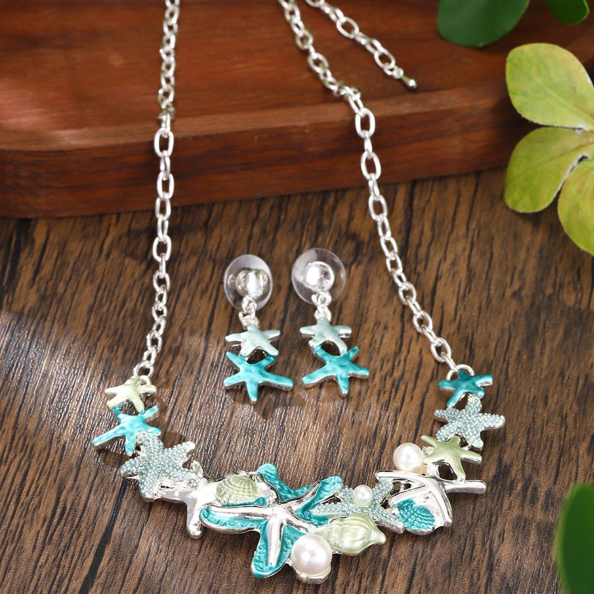 Starfish Shell Jewelry Necklace And Earrings Suite