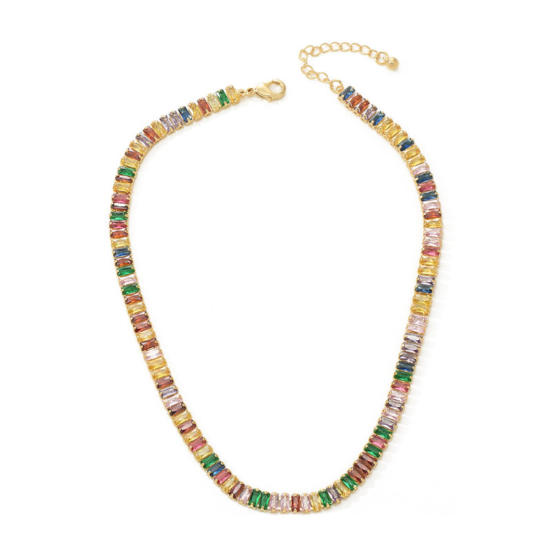 Micro-inlaid Colorful Zircon All-match Clavicle Necklace Elegant Jewelry