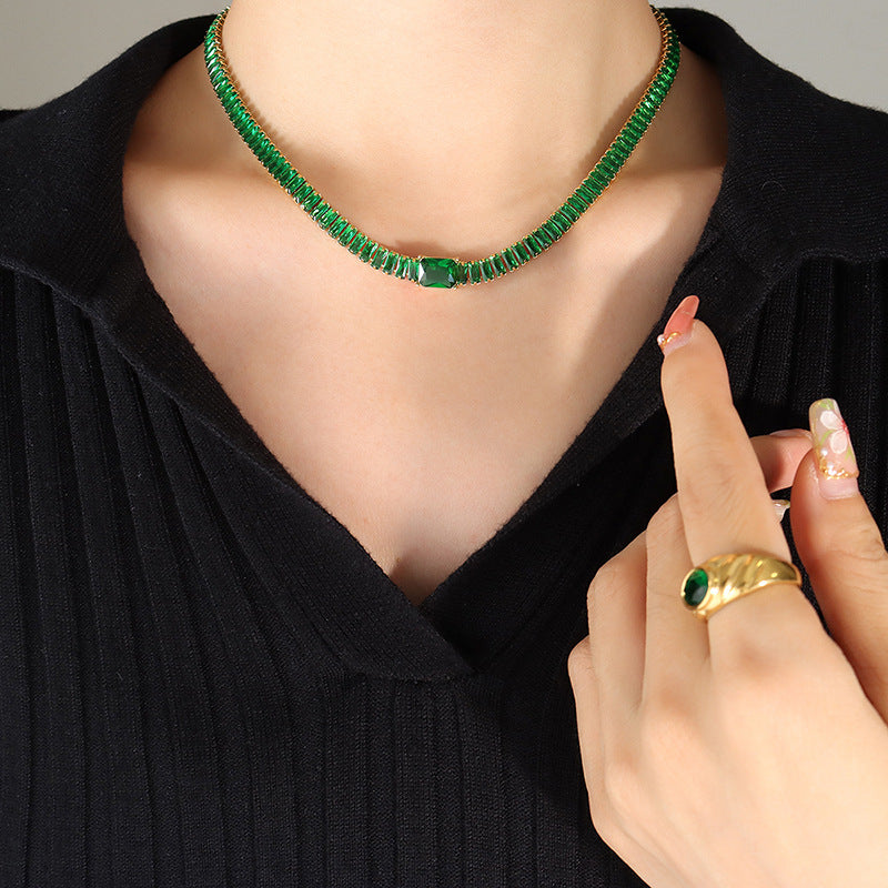 Full-diamond-inlaid Zircon Personalized And Elegant Necklace And Bracelet