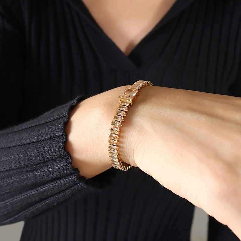 Full-diamond-inlaid Zircon Personalized And Elegant Necklace And Bracelet