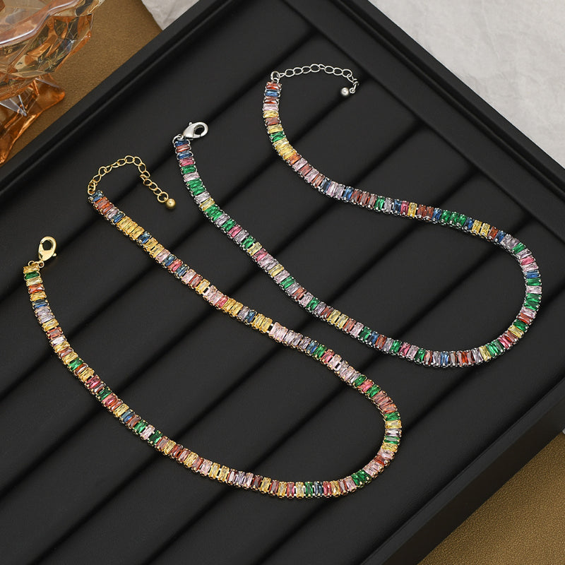 Micro-inlaid Colorful Zircon All-match Clavicle Necklace Elegant Jewelry